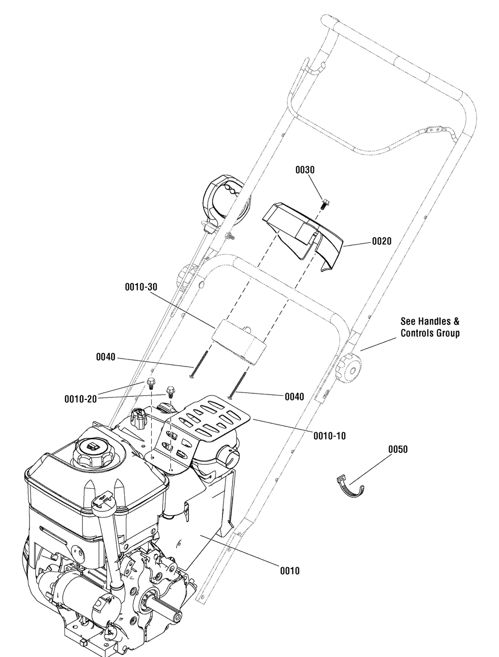 Engine Group Diagram and Parts List for 1696552-00 2015 Briggs and Stratton Snow Blower